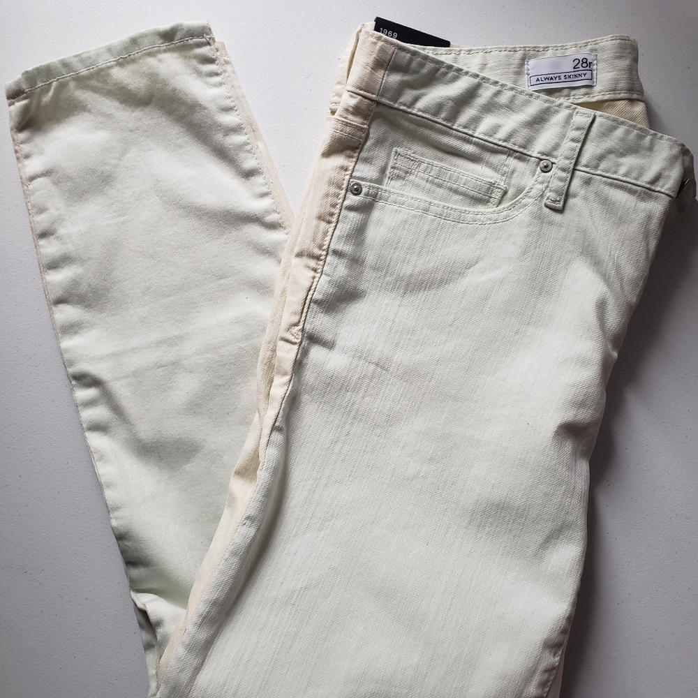 Gap 1969 Two-Tone Cream and White Skinny Jeans